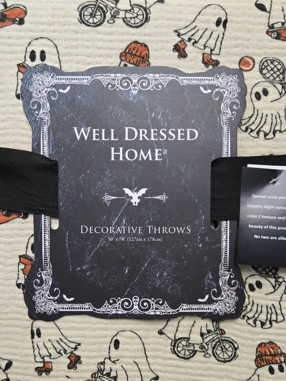 Well Dressed Home Ghost Reading Books Riding Bicycle Halloween Throw Blanket